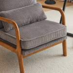 Low Arm Accent Chair - Light Gray Corduroy Upholstered Indoor Lounge Chair, Compact Single Seater with Sturdy Frame (330LBS Weight Capacity) - Image 22