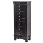 Jewelry Armoire with Mirror, 8 Drawers & 16 Necklace Hooks, 2 Side Swing Doors(Brown) - Image 3