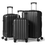 ABS Trolley Case 20in 24in 28in 3PCS Suitcase Set Vertical Striped Frosted Case Suitcase Black - Image 26