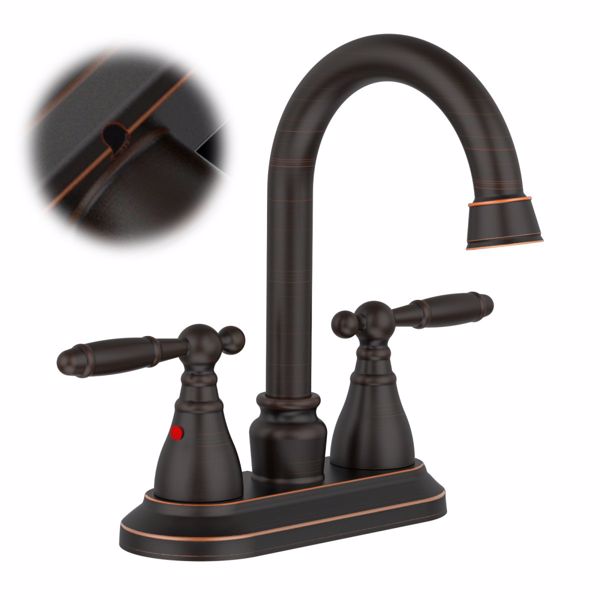 Bathroom Faucet Oil Rubbed Bronze 360 Degree High Arc Swivel Spout 4 Inches Centerset Vanity Faucet Modern 3 Holes Lavatory Faucet NOT INCLUED Drain[Unable ship on weekends, TK/TEMU only for pickup, only TX10643 warehouse supports GOFO]