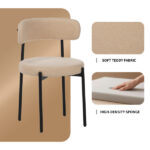 Medieval modern dining chair set, 4 pieces, round seat cushions, black metal legs, curved back kitchen dining chairs, suitable for restaurants and dining rooms, beige - Image 8