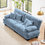 Cloud Couch 2 Seater Sofa for Living Room, Chenille 2 - Seat sofa with 2 Lumbar pillows and 2 throw pillows,Chenille Blue - Image 6