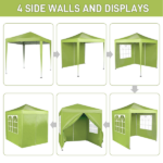 6.5X6.5FT Two Doors & Two Windows Practical Waterproof Right-Angle Folding Tent Greenish-Gray - Image 7