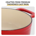 Cast iron 7.5QT cooking pot - Gradient red color - Includes two silicone gloves - Enamel pot - Image 8