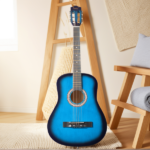 Blue 38-inch Round Acoustic Guitar with Picks, Strings, Capo, Case, Tuner, and Strap - Image 14