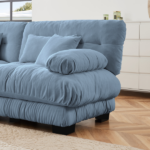 Cloud Couch 2 Seater Sofa for Living Room, Chenille 2 - Seat sofa with 2 Lumbar pillows and 2 throw pillows,Chenille Blue - Image 4