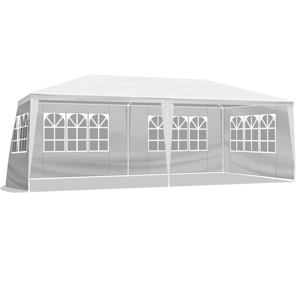 10'x20' Outdoor Party Tent with 6 Removable Sidewalls, Waterproof Canopy Patio Wedding Gazebo, White