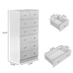 White matte finish particleboard with melamine veneer, 66*40*131cm, 5+2 drawer cabinet, matte gold handles - Image 2