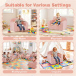 No-Assembly Kids Sofa, Soft Teddy Fleece Foam Couch with Carry Handle & Removable Washable Cover (Pink) - Image 10