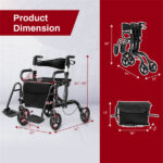 Practical Folding Rolling Walker Transport Wheelchair - Image 4