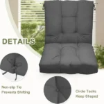 Outdoor High Back Chair Cushions Set of 2, 42"x21"x4" Tufted Waterproof Patio Cushion for Rocking & Dining Chairs, Soft Seat Pad with Ties, Fade-Resistant Indoor/Outdoor Use - Image 6