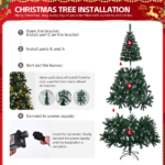 Replace 13564928 7 FT Snow Tipped Artificial Christmas Tree with DIY 150 Warm Lights, Remote Control, 1100 Branch Tips and Sturdy Metal Stand, Green & Snow Tipped - Image 7
