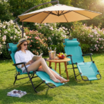 Portable Dual Purposes Extendable Folding Reclining Chair Green - Image 9