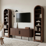 8-Tier Arched Dome Display Rack Particleboard Melamine-Faced Bookshelf 15.75*11.81*70in Walnut - Image 11
