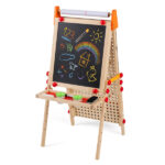 4-in-1 Kids Art Easel with Marble Run, Adjustable Height Double-Sided Drawing Easel with Paper Roll & Storage - Image 2