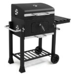 Charcoal Grill with Foldable Side Table and Wheels, Heavy-duty BBQ Grill for Outdoor Picnics Patio Garden and Backyard Grilling - Image 3