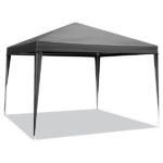 Same Code 00418742 10×10ft Black Outdoor Canopy Gazebo with 4 Removable Side Panels, 2 Zipper Doors and 2 Mesh Windows, Heavy Duty PE Cloth, Powder Coated Iron Pipes for Backyard Party Camping - Image 7