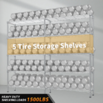 5-layer double row, freely adjustable layer spacing, with adjustable feet, display stand, iron, 147*35*180cm, chrome-plated - Image 10