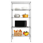 XM-304B Rectangle Carbon Steel Metal Assembly 5-Shelf Storage Rack Silver Gray - Image 19