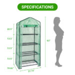 69x49x160cm Black Iron Pipe Pointed Mini Flower Stand With 4 Layers Of Grid, With Zipper Rolling Door, PE Cloth Green House SAME AS99351374 - Image 8