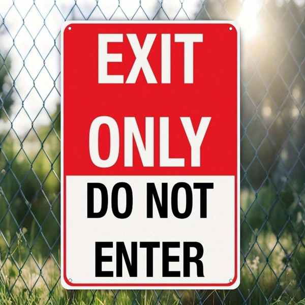 98a4cbc0-9dcb-4c2a-9f51-1842ed683b87.png CIFbuy 1pc 2D Flat Metal Sign 8x12 Inch Red & White Exit Only Do Not Enter Warning Plaque With Black Text, & White Exit Only Do Not Enter Warning Plaque With Black Text, With Black Text, Durable Weatherproof Outdoor Sign 8x12 ikTok, Sign 8x12 ikTok, ith Black Text Self-Onckup Logiopoor - Image 1