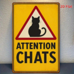 CIFbuy Retro Cat Metal Sign 2D Flat Yellow Black" Warning Sign, 7.87x11.81in Country Style Iron Art Wall Decor With Black Letters, Art Wall Decor With Black Letters, Durab Yellow Black WarikTok, Yellow Black WarikTok, t Self-pickup Logiopics - Image 6