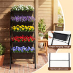 Vertical 5-Tier Raised Garden Bed with Wheels & Removable Planter Boxes for Patio Balcony - Image 10