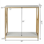 Same Code 95305852 2-Tier Console Table, Gold Sofa Entry Table with White Top and Gold Metal Frame for Home - Image 10