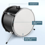 14"x10" 3-Pieces Junior Kids Drum Set Kit Pedal Drum Stick Wrench Drum Stool Black - Image 6