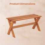 36" Teak Oil Hardwood Backless Garden Bench, 660 LBS Load Capacity 2-Person Outdoor Bench - Image 4