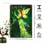 CIFbuy Vintage Fairy Metal Wall Decor 8x12 Inch, Magical Fairy With Cup Green & Golden Iron Sign, Heavy-Duty Whimsical Garden Ornament TikTok, TikTok, Self-pickup Logiopics - Image 2