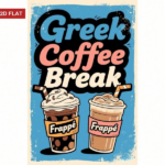 CIFbuy Vintage Greek Coffee Cafe Wall Decor Sign, 8x" Inch Rustic Iron Metal Plaque, 2D Flat Unframed, 2D Flat Unframed, Rustproof UV Resistant Weatherp Sign, 8xikTok, Sign, 8xikTok, t Self-pickup Logiopics