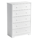 5-Drawer Cabinet with Solid Wood Veneer and Paint P2 MDF + P2 Particleboard Storage Cabinet 31.3*15.55*47.24in White - Image 3