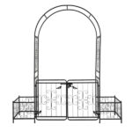 198.5*50*219cm Courtyard Arc Top With Door With Planting Frame Iron Art Iron Arch Black