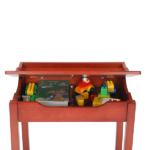Flip Top Kids Table and Chair Set, Wood Activity Table Set with Storage Space for Arts Crafts, Dark Coffee - Image 7