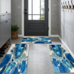 Three-piece kitchen rug set, non-slip and washable, abstract pattern kitchen hallway rug, soft and comfortable, suitable for sinks, floors, entrances, hallways and bathrooms. - Image 11