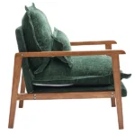 Cloud Shaped Indoor Leisure Chair with Solid Wood Armrest & Solid Wood Frame, Chenille Fabric Accent Chair with Lumbar Pillow, Single Sofa Chair Dark Green - Image 10