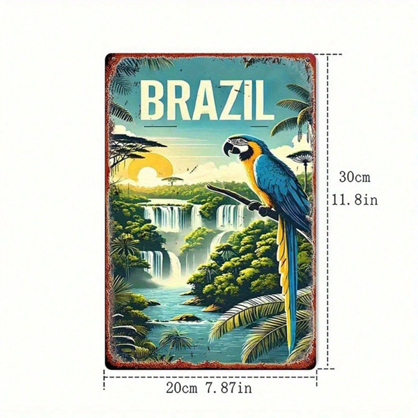 992ec4e3-1efc-4982-b6a7-776093bac00b.png CIFbuy 1pc 2D Flat Metal Sign Brazilian Tropical Parrot" Vintage Tin Sign, Classic Retro Decorative Poster Wall Art, Poster Wall Art, 8x12 Inch Home Bar Tropical ParikTok, Tropical ParikTok, t Self-pickup Logiopics - Image 1