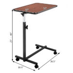 Multifunctional Adjustable Bedside Table MDF/Iron/4 Wheels With Brake, Dark Wood Grain Color - Image 21
