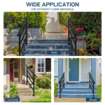 [Same Code 04286986]Handrails for Outdoor Steps, Wrought Iron Handrail Fits 1 to 4 Steps, Transitional Handrail with Installation Kit, Black - Image 6