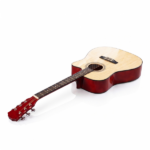 Natural wood color 41-inch Dreadnought barrel-shaped cutaway acoustic guitar with pick, strings, capo, gig bag, tuner, wrench tool, and shoulder strap - Image 3