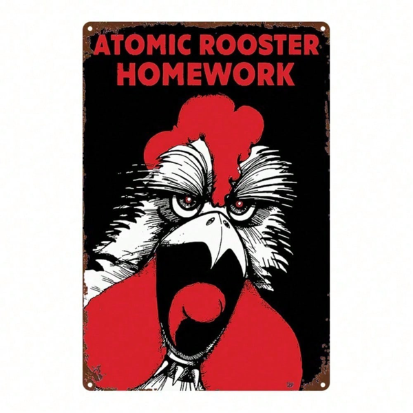 CIFbuy Atomic Rooster Band Metal Sign 8x12 Inch, Vintage Humorous Iron Plaque Wall Decor, Durable 2D Flat Artwork Gift For Living Room TikTok, TikTok, ue Self-pickup Logiopics