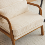Low Arm Accent Chair - Off-White Corduroy Upholstered Indoor Lounge Chair, Compact Single Seater with Sturdy Frame (330LBS Weight Capacity) - Image 16