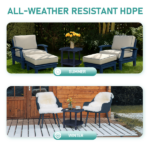 2-Tier Outdoor Side Table, HDPE Adirondack Table Patio Side Table, Weather Resistant End Table Small Outdoor Table, Navy Blue - Image 2