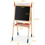 3-in-1 Kids Art Easel - Double-Sided Magnetic Board+Paper Roll, 26 Letter Magnets, Multicolor - Image 2