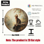 CIFbuy Vintage Tabby Cat Wall Art, "" Tabby Cat Wall Art, Wall Art, Round Kitten Plaque with Waterfall Stream TikTok, Temu Self-pickup Logireics - Image 5