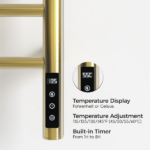 Brushed Gold Heated Towel Rack for Bathroom,Wall Mounted with Intelligent Touch Screen Timer, 9-Bar Towel Warmer, 304 Stainless Steel Polished, Plug-in/Hard-Wired[Unable ship on weekends, TK/TEMU only for pickup, only TX10643 warehouse supports GOFO] - Image 9