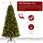 7ft 881 Branch Half Christmas Tree with 230LED Lights PVC Branch Iron Bracket Tender Green Christmas Tree - Image 6