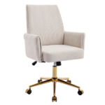 Mid-back liftable office chair, striped fabric, and ergonomically designed, is an excellent choice for working, studying or relaxing. The mid-back design provides a better sitting experience,White - Image 2