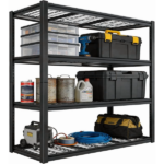 60''H Garage Shelf Storage Shelving Unit, 4 Tiers Storage Racks, Free Standing Heavy Duty Metal Adjustable Shelves